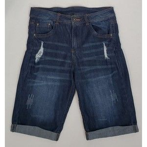 Color Swatch Juniors Size Small Shorts Distressed Denim Bermuda Cuffed Hem